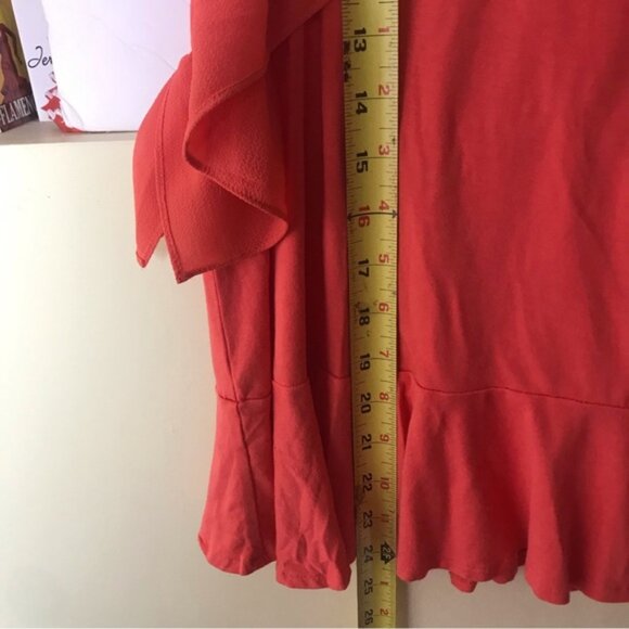 Vince Camuto Butterfly Flutter Sleeves Top Ruffle Fairy Red Tee Shirt Stretch L - Picture 9 of 12
